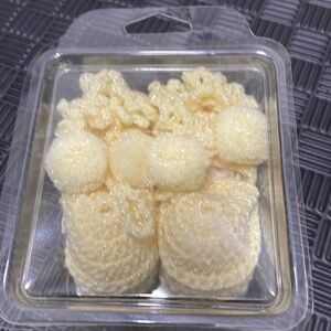 Crochet yellow baby booties 3 1:2 inches long